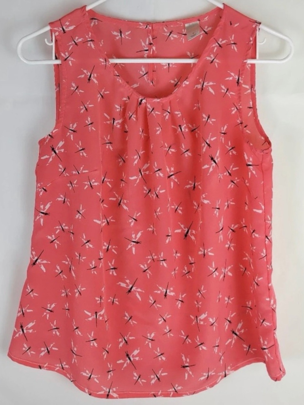 Christopher & Banks Coral Sleeveless Printed Blouse